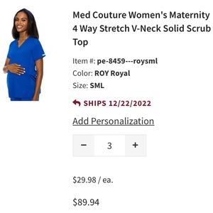 3 sets maternity scrubs royal blue small. Med Couture
